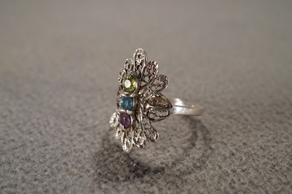 vintage sterling silver statement ring with large… - image 4