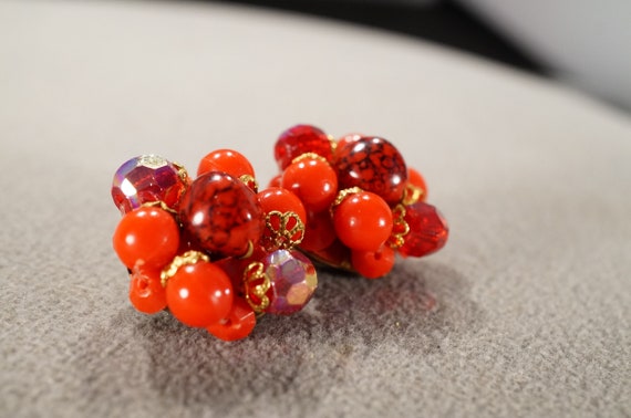 Vintage Art Deco Style Glass Beads Red Double Str… - image 8
