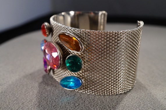 vinage antique cuff style style bracelet with mes… - image 3