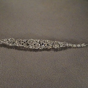 Vintage Art Deco Style Silver Tone Rhinestone Glass Stone Graduating Bracelet Stackable Jewelry    K#34