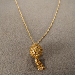 Vintage Art Deco Style Yellow Gold Tone Pendant Dangle Tassel Necklace Jewelry   K#28