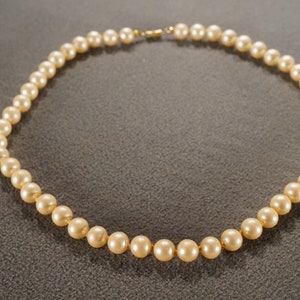 Vintage Art Deco Style Yellow Gold Tone Glass Beads Faux Pearl Round Dangle Necklace Jewelry   K#28