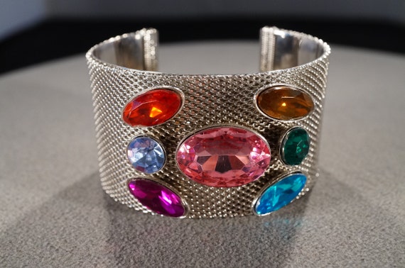 vinage antique cuff style style bracelet with mes… - image 1