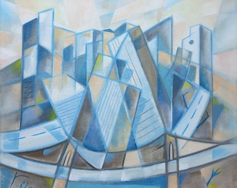 Cubist Cityscape - Oil Painting