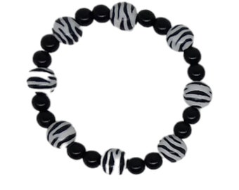 Black and white zebra unisex bracelet