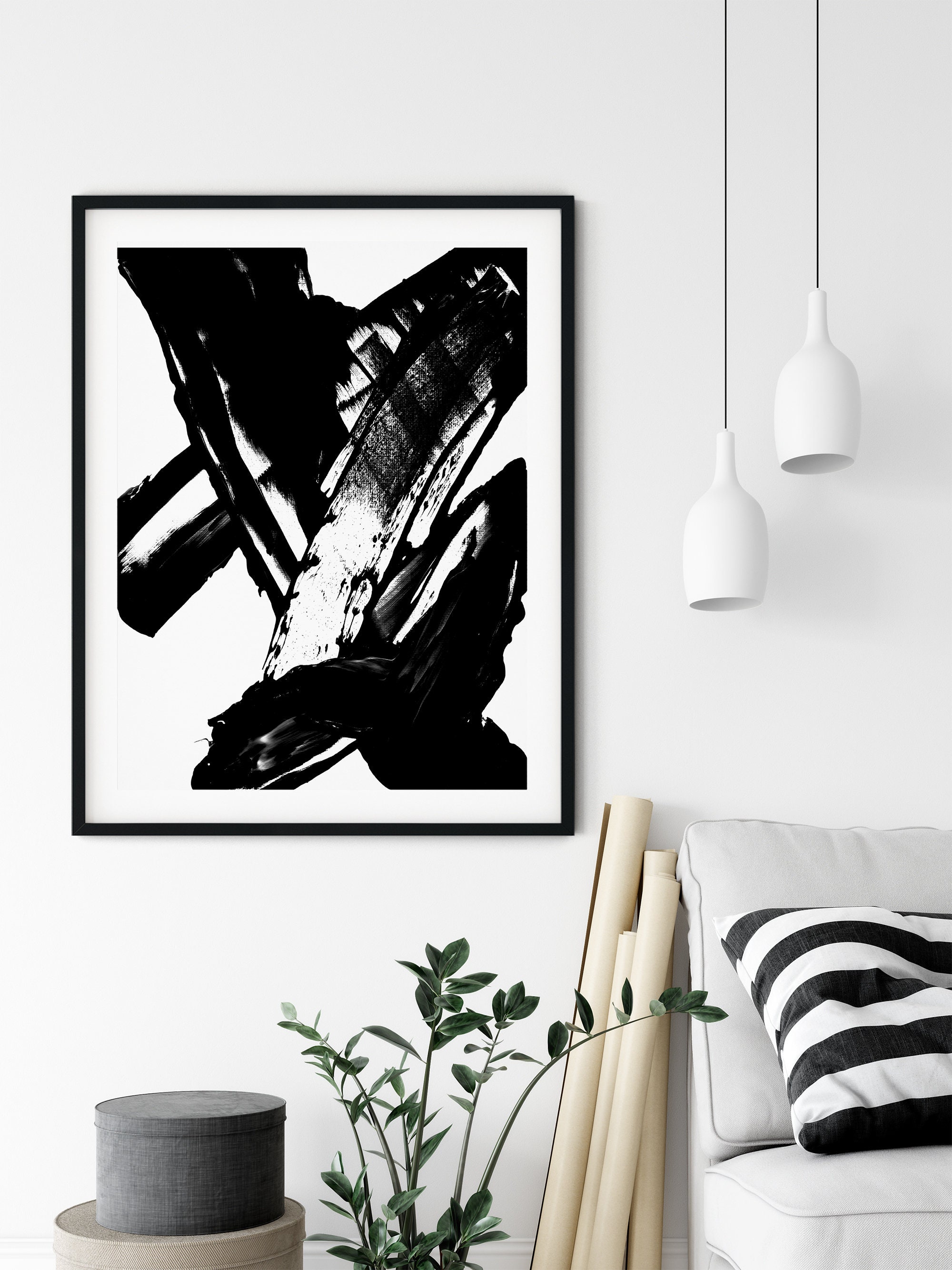 Instant Download Printable Black and White Wall Art, Abstract Wall Art ...