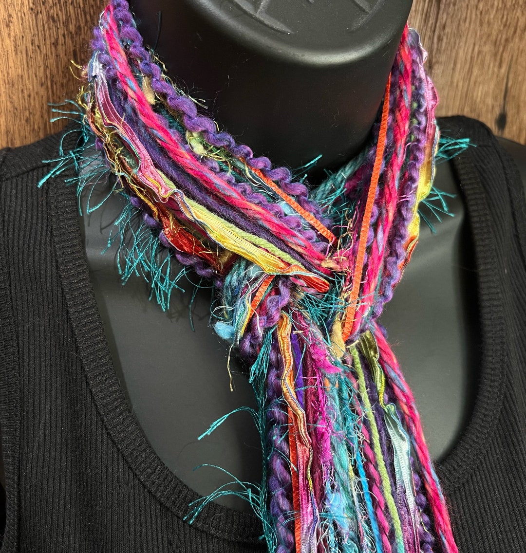 Bright Colors Skinny Scarf Boho Fashion Accessory - Etsy