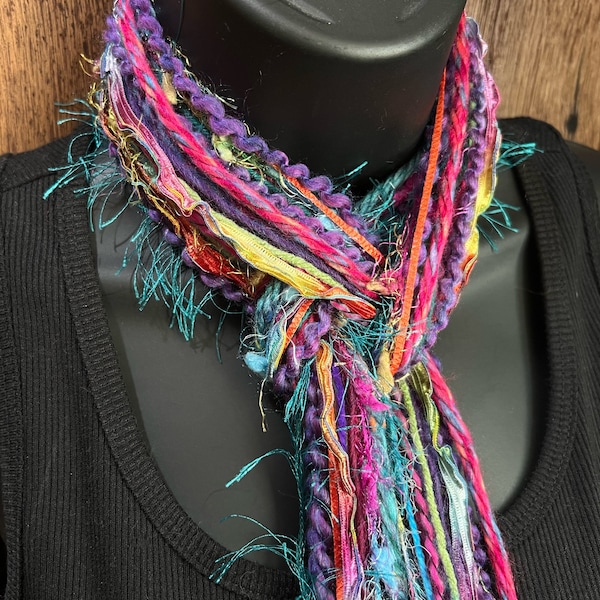 Bright Colors Skinny Scarf Boho Fashion Accessory