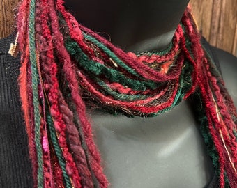 Christmas Colors Skinny Scarf Boho Fashion Accessory