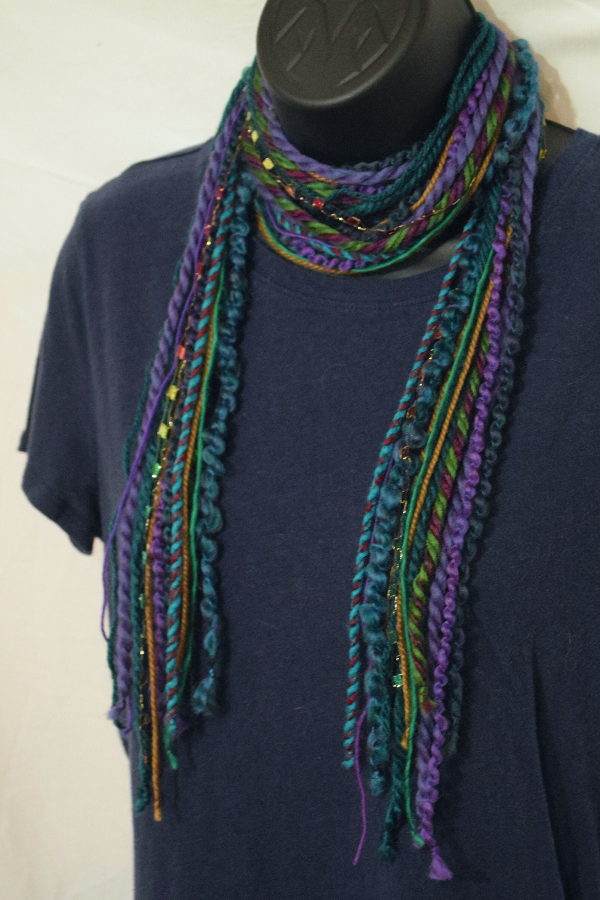 Jewel Tones Skinny Scarf Boho Fashion Accessory