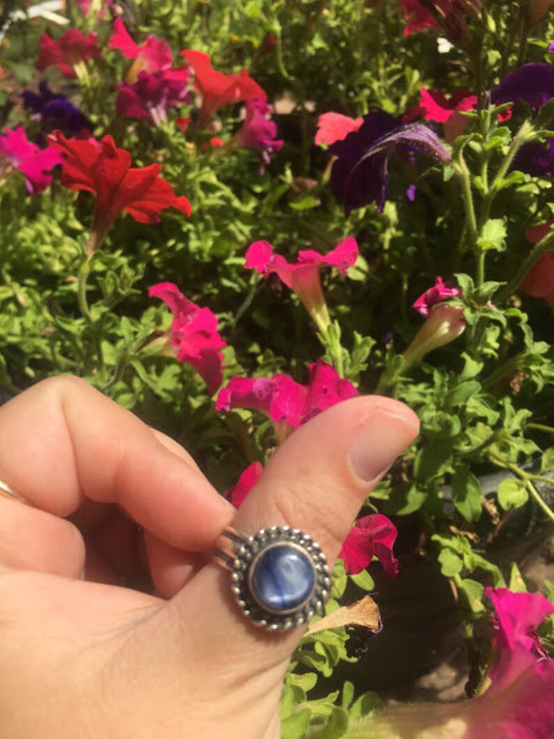 Handmade Blue Kyanite Ring Set in .925 Sterling Silver