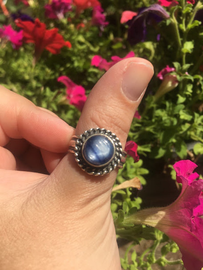 Handmade Blue Kyanite Ring Set in .925 Sterling Silver