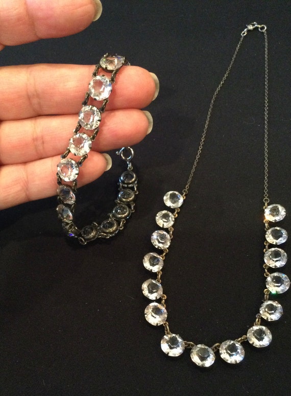 Vintage Necklace & Bracelet Set with Round Cut Cry