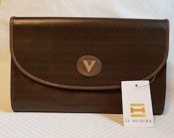 Mario Valentino Monogram Brown Clutch Bag  - Vintage - NWT