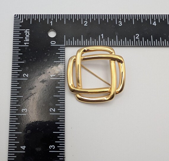 Monet Interlocking Double Square Brooch - Gold To… - image 5