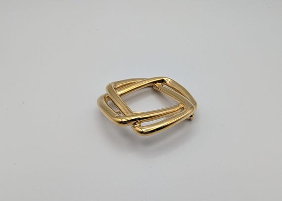 Monet Interlocking Double Square Brooch - Gold To… - image 6