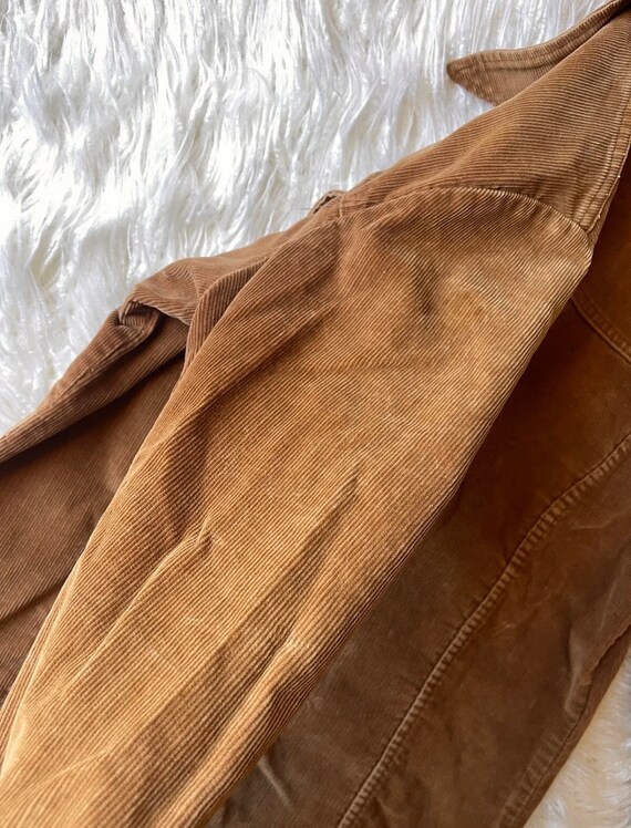 vintage 70’s men’s corduroy shacket camel brown W… - image 8