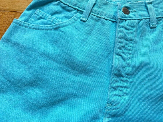 90’s denim shorts by Moda Intl, teal and turquois… - image 7
