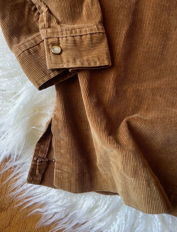 vintage 70’s men’s corduroy shacket camel brown W… - image 4