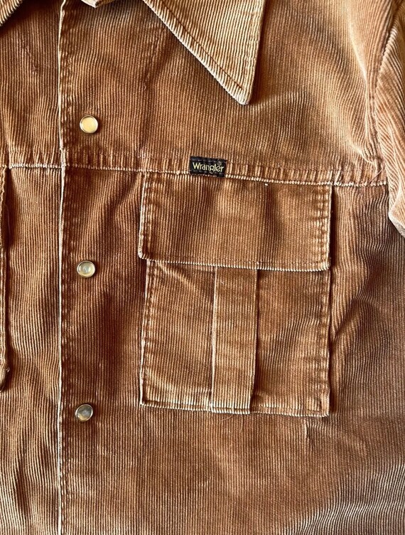 vintage 70’s men’s corduroy shacket camel brown W… - image 7