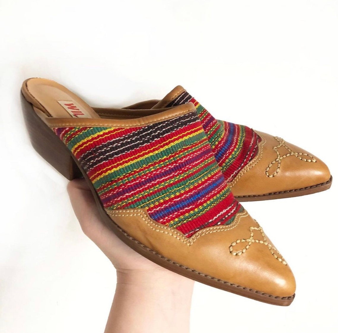 80s western cowboy mules with tapestry and leather womens US Etsy