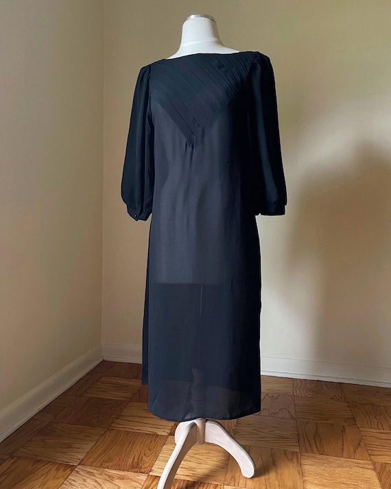 60’s black sheer midi dress by Oops California, S… - image 1