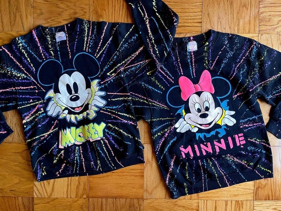 MINNIE ONLY, Mickey is sold.  80’s neon splatter … - image 1