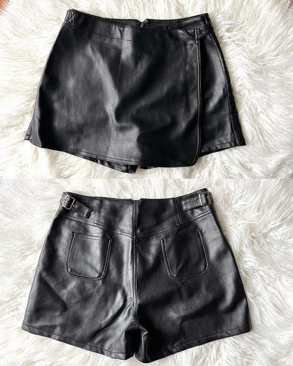 vintage 90’s Y2K black pleather vegan leather min… - image 1