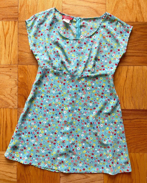 90’s bright floral mini babydoll dress by ESPRIT,… - image 1
