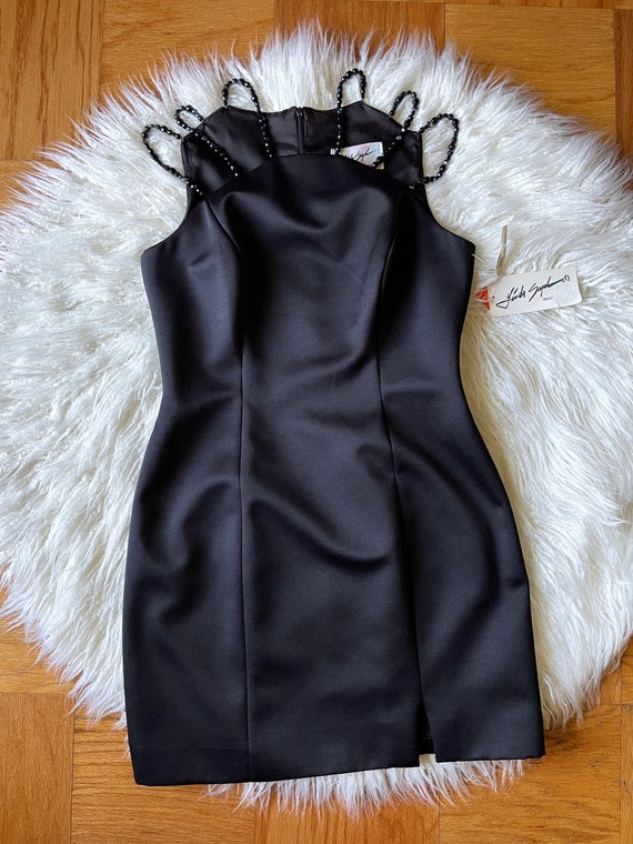 vintage 90’s deadstock black mini cocktail dress … - image 2