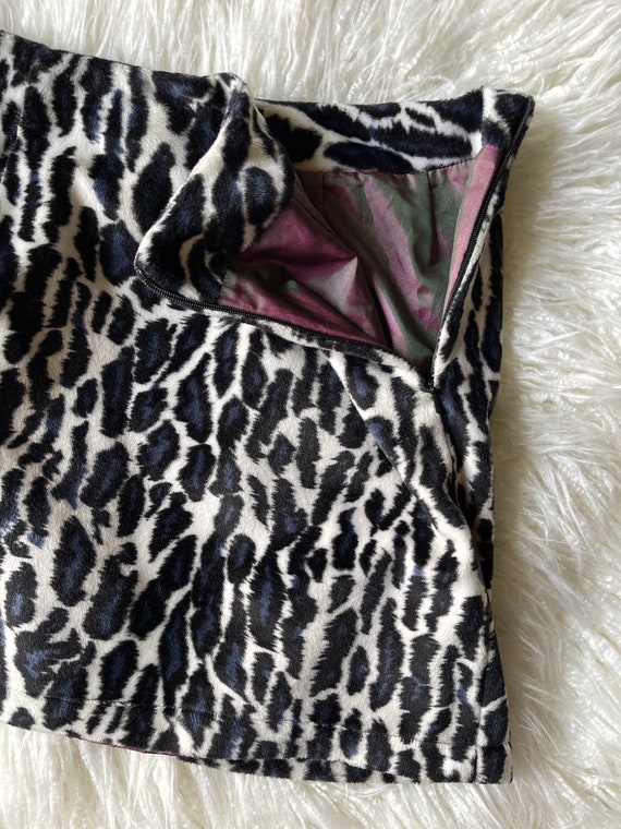 vintage 90’s furry indigo black white cheetah ani… - image 5