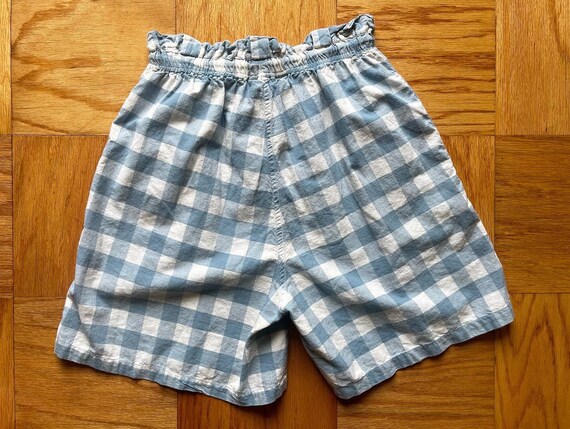 80’s baby blue & white gingham cotton shorts by K… - image 3