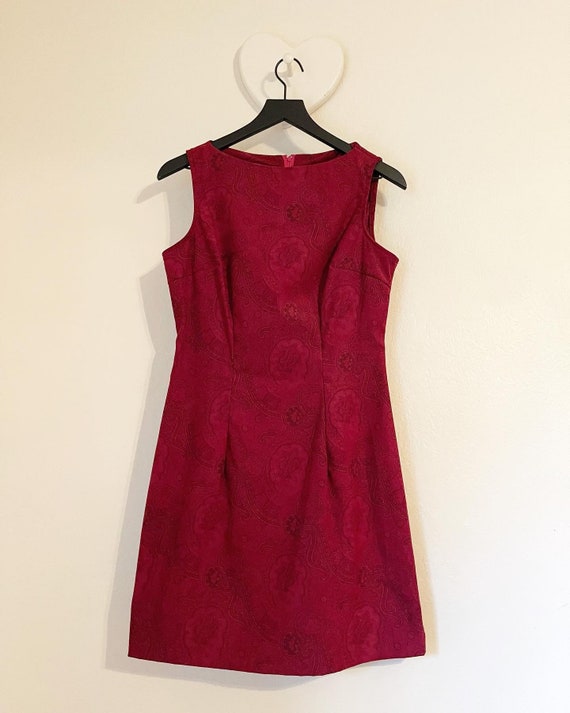 90’s raspberry red paisley mini dress by My Miche… - image 1