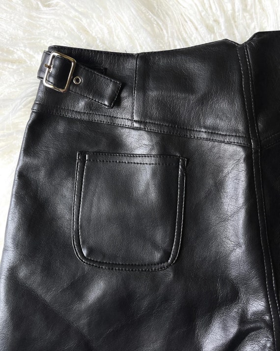 vintage 90’s Y2K black pleather vegan leather min… - image 5
