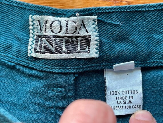 90’s denim shorts by Moda Intl, teal and turquois… - image 9