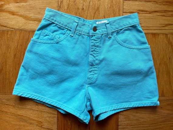 90’s denim shorts by Moda Intl, teal and turquois… - image 3