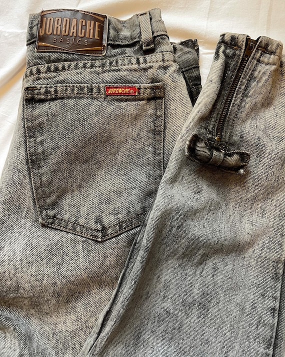 80’s acid wash dark gray jeans by Jordache, ankle… - image 1