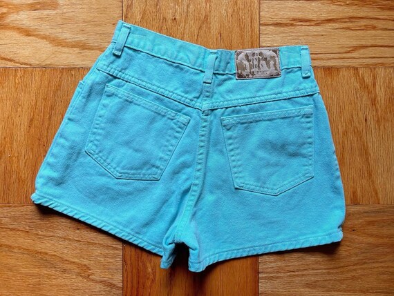 90’s denim shorts by Moda Intl, teal and turquois… - image 4