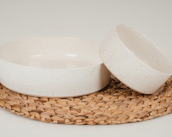 White ceramic bowl for dog or cat.