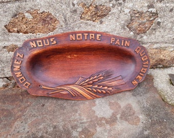 Vintage French Primitive Carved Wooden Bread Platter