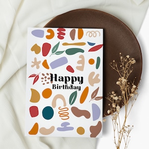 Tarjetas abstractas plantables - Feliz cumpleaños - Saludo, regalo, felicitaciones, amigos, familia, ecológicas, superventas
