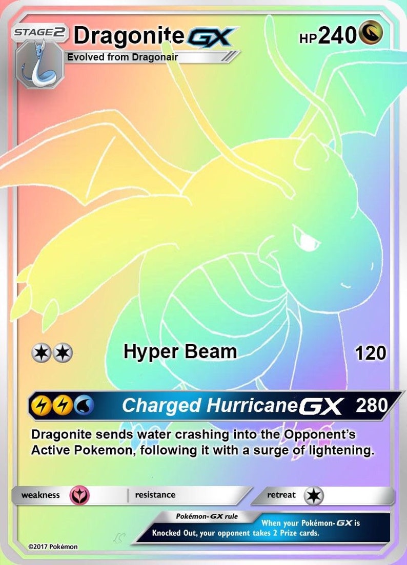 Dragonite GX Dragonite Rainbow Rare custom | Etsy