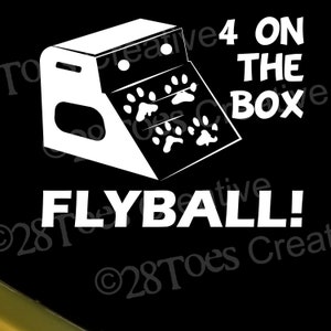 Flyball-4 on the Box: Dog Flyball Vinyl Sticker.  Customization Available! Vinyl Sticker for Car Window, Tumbler, Laptop, phone case, etc.