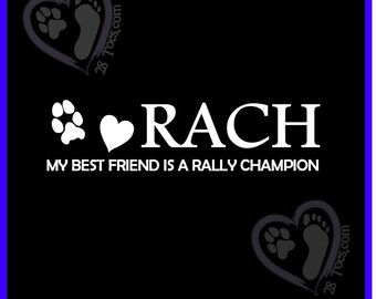RACH Sticker - 1 Color (Same color heart): Dog Rally Obedience Vinyl Decal.  Customization Available! For Car, Tumbler, Laptop, phone, etc.
