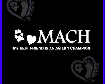 MACH Sticker - 1 Color (Same color heart): Dog Agility Vinyl Sticker.  Customization Available! For Car, Tumbler, Laptop, phone case, etc.