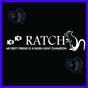 Décalcomanie RATCH - 1 couleur : autocollant en vinyle pour chien, chasse à l'écurie.  Personnalisation disponible ! Autocollant en vinyle pour vitre de voiture, verre à bascule, ordinateur portable, téléphone, etc.