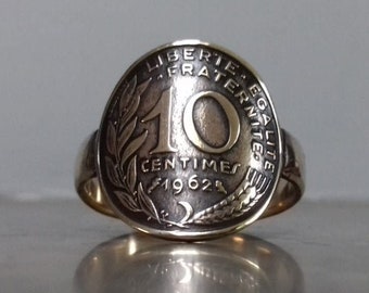 Bague pièce de monnaie 10 centimes - France