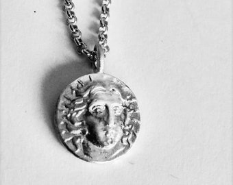 Sterling silver coin necklace, ring and earrings,Sun goddess jewelry