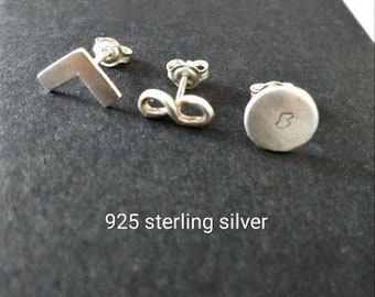 Different earrings mens solid silver studs