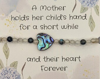 Abalone Heart Mother's Love Beaded Adjustable Bracelet